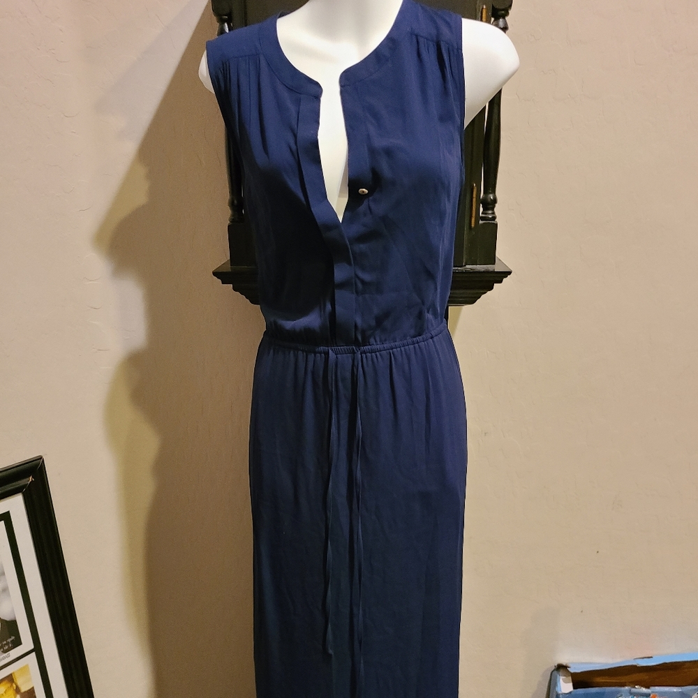 DR2 navy blue sleeveless button dress